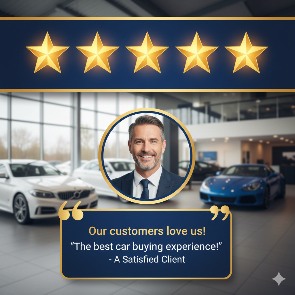 Fünf Sterne und Bewertung eines zufriedenen Kunden