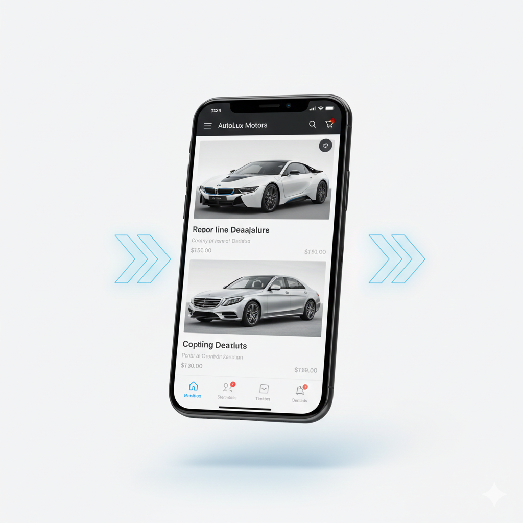 Smartphone mit mobiler Autohaus-Website